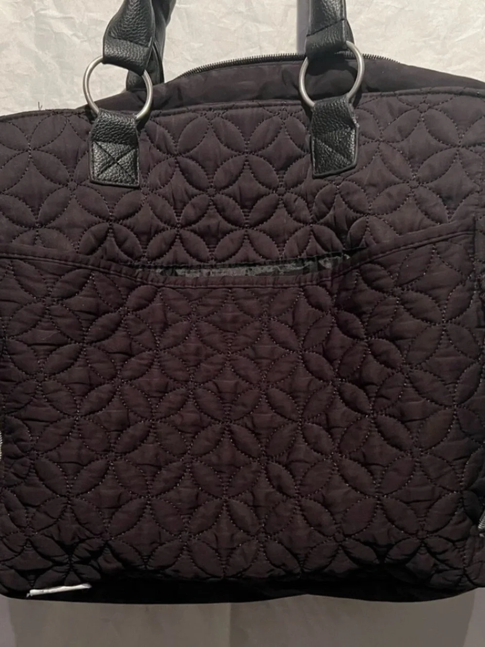Bananfish Quilted Black Diaper Bag with Front Zip Pocket and side zip pockets